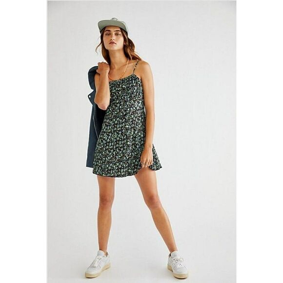 Free People - Size S - Jamie Floral Print Minidress in Black Combo - Picture 1 of 7